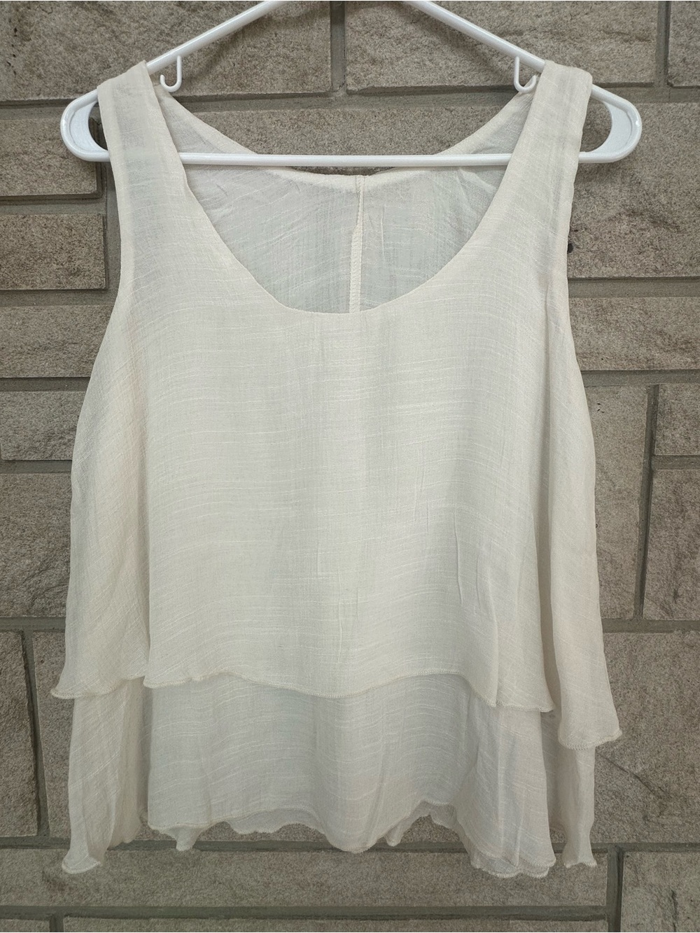Women’s Linen Layered Sleeveless Dress Top - Cream